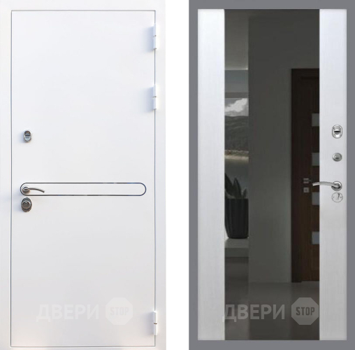 Входная металлическая Дверь Рекс (REX) 27 СБ-16 Зеркало Белый ясень в Красноармейске