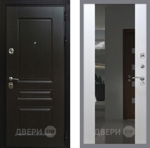 Дверь Рекс (REX) Премиум-Н СБ-16 Зеркало Белый ясень в Красноармейске