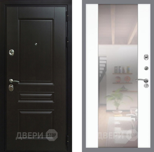 Входная металлическая Дверь Рекс (REX) Премиум-Н СБ-16 Зеркало Силк Сноу в Красноармейске