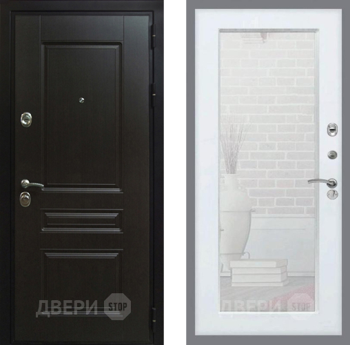 Входная металлическая Дверь Рекс (REX) Премиум-Н Зеркало Пастораль Белый ясень в Красноармейске