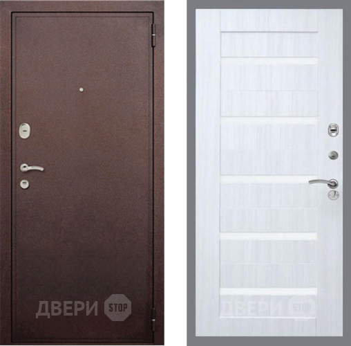 Входная металлическая Дверь Рекс (REX) 2 Медный Антик СБ-14 стекло белое Сандал белый в Красноармейске