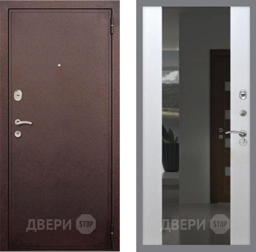 Входная металлическая Дверь Рекс (REX) 2 Медный Антик СБ-16 Зеркало Белый ясень в Красноармейске