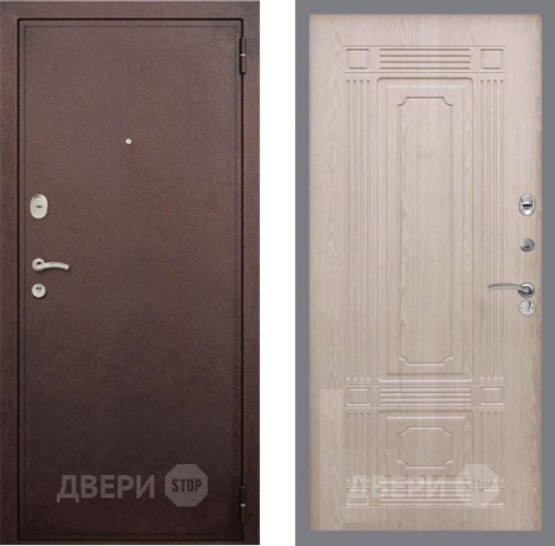 Входная металлическая Дверь Рекс (REX) 2 Медный Антик FL-2 Беленый дуб в Красноармейске