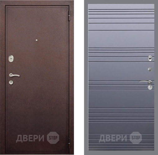 Входная металлическая Дверь Рекс (REX) 2 Медный Антик Line Силк титан в Красноармейске