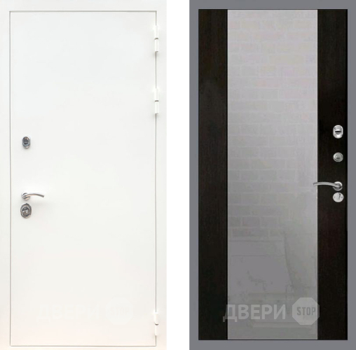 Входная металлическая Дверь Рекс (REX) 5 Белая Шагрень СБ-16 Зеркало Венге в Красноармейске