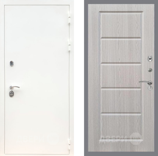 Входная металлическая Дверь Рекс (REX) 5 Белая Шагрень FL-39 Беленый дуб в Красноармейске