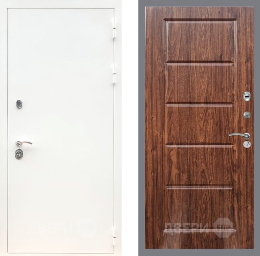 Входная металлическая Дверь Рекс (REX) 5 Белая Шагрень FL-39 орех тисненый в Красноармейске