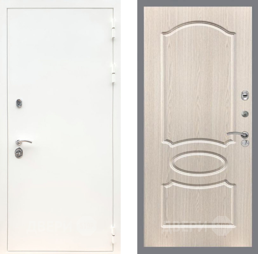 Входная металлическая Дверь Рекс (REX) 5 Белая Шагрень FL-128 Беленый дуб в Красноармейске