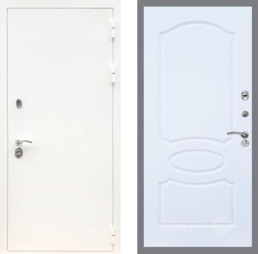 Входная металлическая Дверь Рекс (REX) 5 Белая Шагрень FL-128 Силк Сноу в Красноармейске