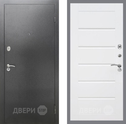 Входная металлическая Дверь Рекс (REX) 2А Серебро Антик Сити Белый ясень в Красноармейске