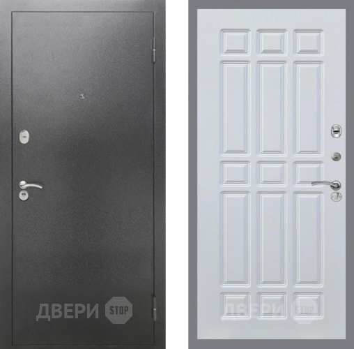 Входная металлическая Дверь Рекс (REX) 2А Серебро Антик FL-33 Белый ясень в Красноармейске