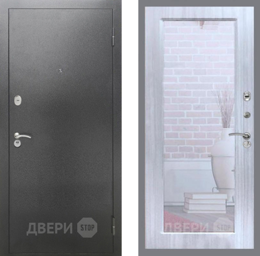 Входная металлическая Дверь Рекс (REX) 2А Серебро Антик Зеркало Пастораль Сандал белый в Красноармейске