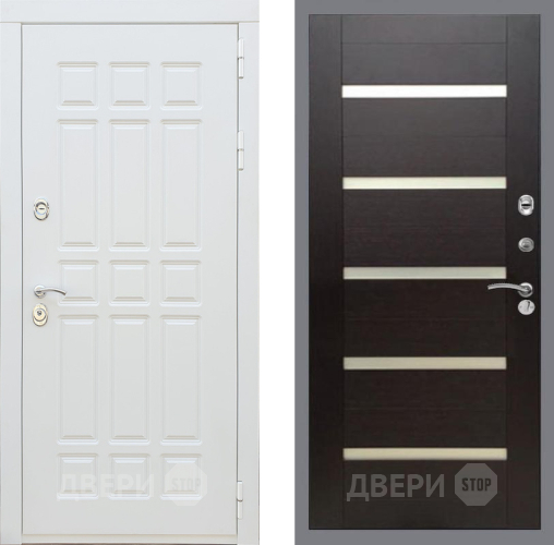 Входная металлическая Дверь Рекс (REX) 8 Силк Сноу СБ-14 стекло белое венге поперечный в Красноармейске