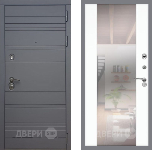 Входная металлическая Дверь Рекс (REX) 14 силк титан СБ-16 Зеркало Силк Сноу в Красноармейске