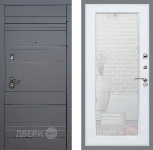 Дверь Рекс (REX) 14 силк титан Зеркало Пастораль Белый ясень в Красноармейске
