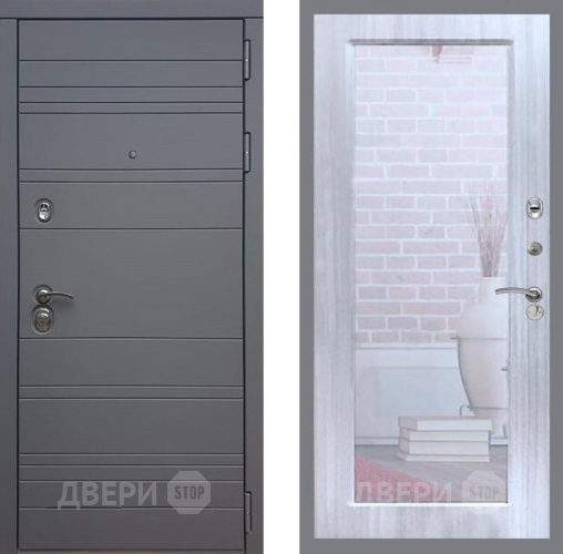 Входная металлическая Дверь Рекс (REX) 14 силк титан Зеркало Пастораль Сандал белый в Красноармейске