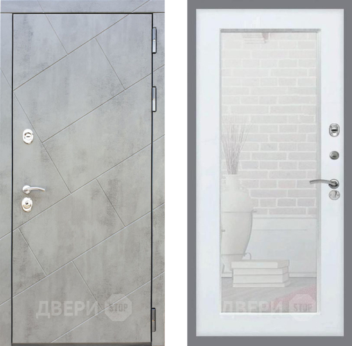 Входная металлическая Дверь Рекс (REX) 22 Зеркало Пастораль Белый ясень в Красноармейске