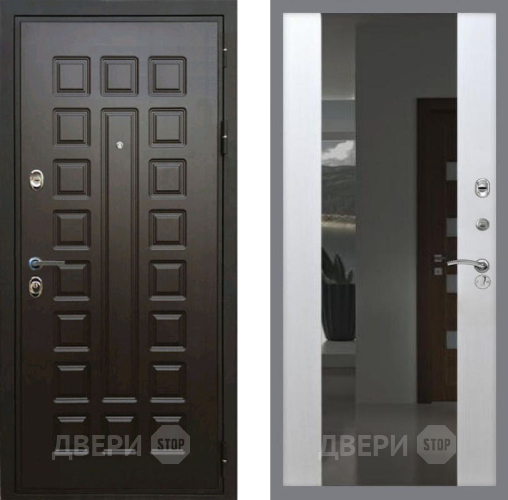 Входная металлическая Дверь Рекс (REX) Премиум 3к СБ-16 Зеркало Белый ясень в Красноармейске