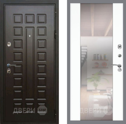 Входная металлическая Дверь Рекс (REX) Премиум 3к СБ-16 Зеркало Силк Сноу в Красноармейске
