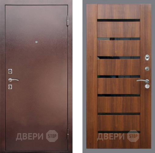 Входная металлическая Дверь Рекс (REX) 1 СБ-14 стекло черное Орех бренди в Красноармейске