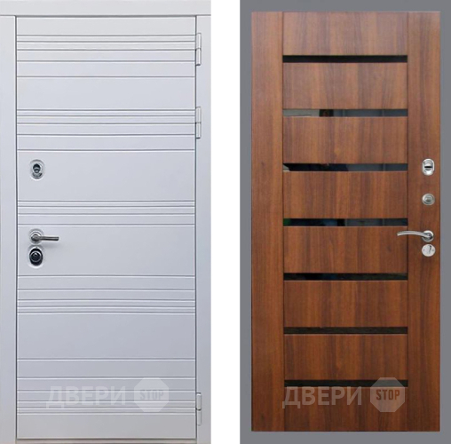 Входная металлическая Дверь Рекс (REX) 14 Силк Сноу СБ-14 стекло черное Орех бренди в Красноармейске