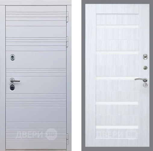 Входная металлическая Дверь Рекс (REX) 14 Силк Сноу СБ-14 стекло белое Сандал белый в Красноармейске