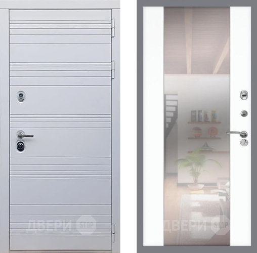 Входная металлическая Дверь Рекс (REX) 14 Силк Сноу СБ-16 Зеркало Силк Сноу в Красноармейске
