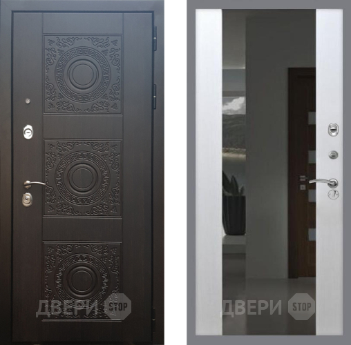 Входная металлическая Дверь Рекс (REX) 10 СБ-16 Зеркало Белый ясень в Красноармейске