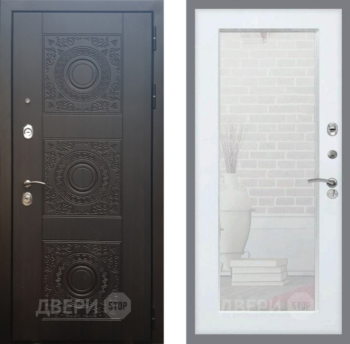 Входная металлическая Дверь Рекс (REX) 10 Зеркало Пастораль Силк Сноу в Красноармейске