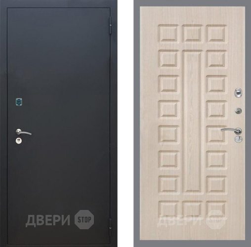 Входная металлическая Дверь Рекс (REX) 1A Черный Муар FL-183 Беленый дуб в Красноармейске