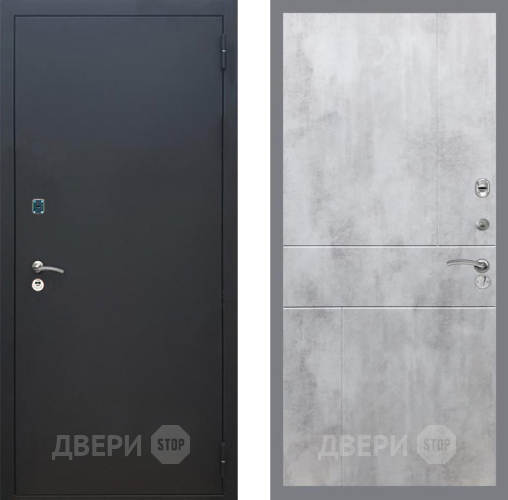 Входная металлическая Дверь Рекс (REX) 1A Черный Муар FL-290 Бетон светлый в Красноармейске
