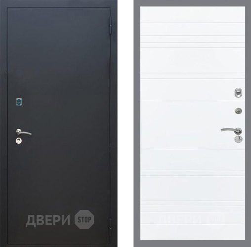Входная металлическая Дверь Рекс (REX) 1A Черный Муар Line Силк Сноу в Красноармейске