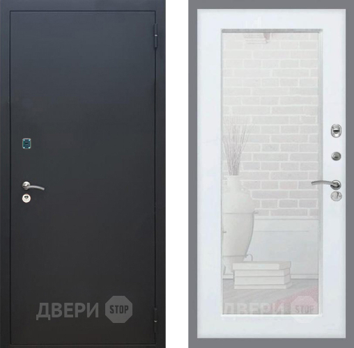 Дверь Рекс (REX) 1A Черный Муар Зеркало Пастораль Белый ясень в Красноармейске