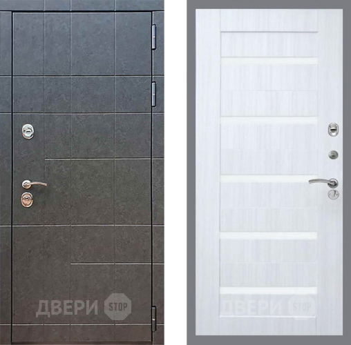 Входная металлическая Дверь Рекс (REX) 21 СБ-14 стекло белое Сандал белый в Красноармейске