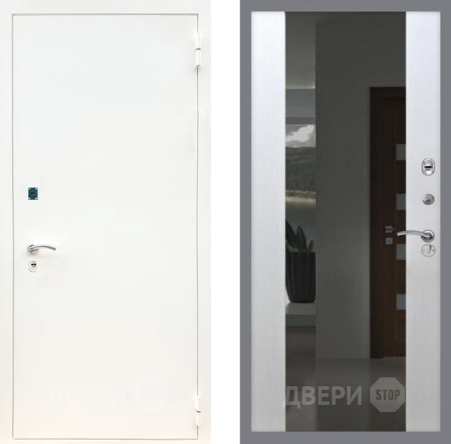 Дверь Рекс (REX) 1А Белая шагрень СБ-16 с Зеркалом Лиственница беж в Красноармейске