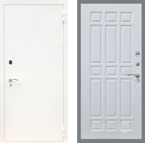 Входная металлическая Дверь Рекс (REX) 1А Белая шагрень FL-33 Белый ясень в Красноармейске