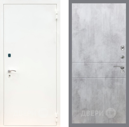 Входная металлическая Дверь Рекс (REX) 1А Белая шагрень FL-290 Бетон светлый в Красноармейске