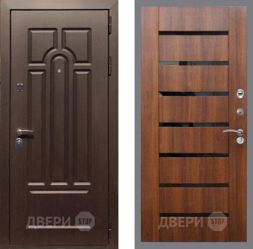 Входная металлическая Дверь Рекс (REX) Эврика СБ-14 стекло черное Орех бренди в Красноармейске