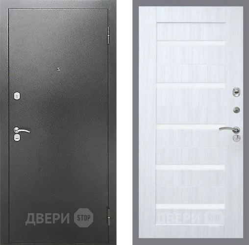 Входная металлическая Дверь Рекс (REX) Сити СБ-14 стекло белое Сандал белый в Красноармейске