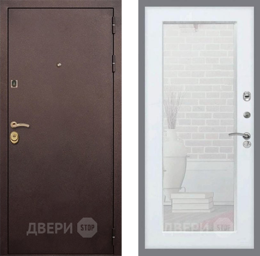 Входная металлическая Дверь Рекс (REX) Лайт 3К Зеркало Пастораль Силк Сноу в Красноармейске