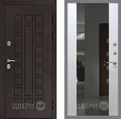 Дверь Рекс (REX) Сенатор 3К СБ-16 Зеркало Белый ясень в Красноармейске