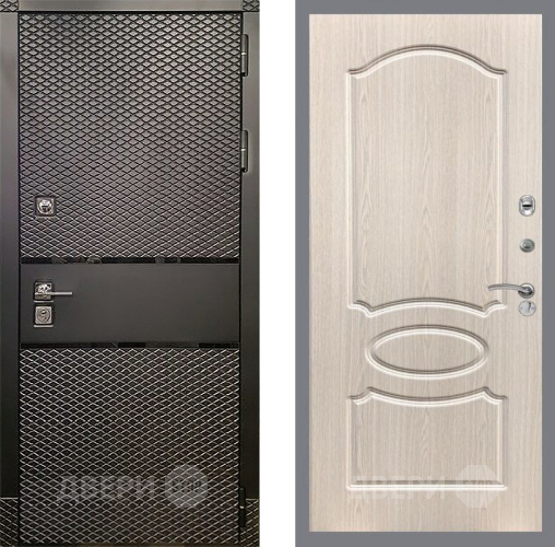Входная металлическая Дверь Рекс (REX) 15 Черный Кварц FL-128 Беленый дуб в Красноармейске