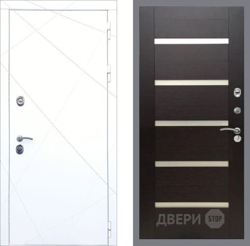 Входная металлическая Дверь Рекс (REX) 13 Силк Сноу СБ-14 стекло белое венге поперечный в Красноармейске
