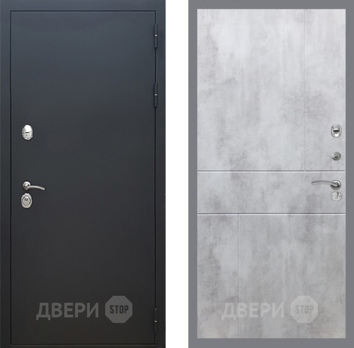 Входная металлическая Дверь Рекс (REX) 5 Черный Муар FL-290 Бетон светлый в Красноармейске