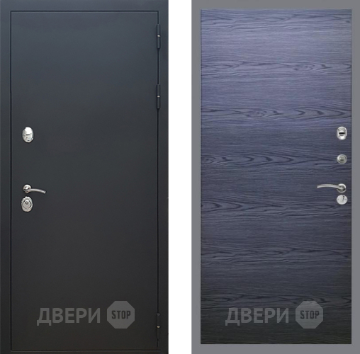 Входная металлическая Дверь Рекс (REX) 5 Черный Муар GL Дуб тангенальный черный в Красноармейске