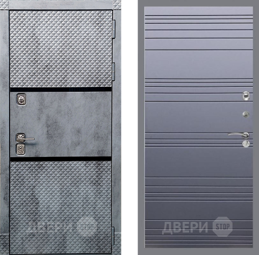 Входная металлическая Дверь Рекс (REX) 15 Бетон Темный Line Силк титан в Красноармейске