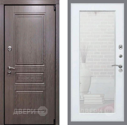 Входная металлическая Дверь Рекс (REX) Премиум-S Зеркало Пастораль Белый ясень в Красноармейске