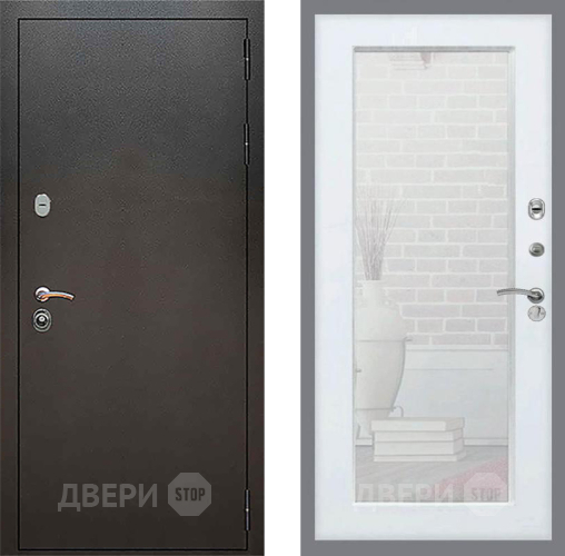 Дверь Рекс (REX) 5 Серебро Антик Зеркало Пастораль Белый ясень в Красноармейске