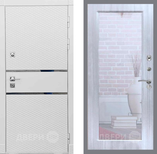 Входная металлическая Дверь Рекс (REX) 15 Силк Сноу Зеркало Пастораль Сандал белый в Красноармейске