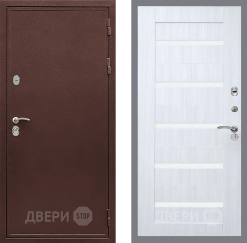 Входная металлическая Дверь Рекс (REX) 5А СБ-14 стекло белое Сандал белый в Красноармейске
